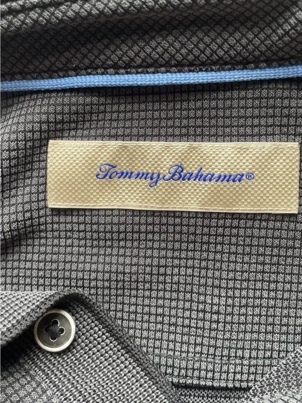 Tommy Bahama Short Sleeve Shirt-Men's Large-Dark Gray-Textured Modal Blend Polo - Picture 10 of 16
